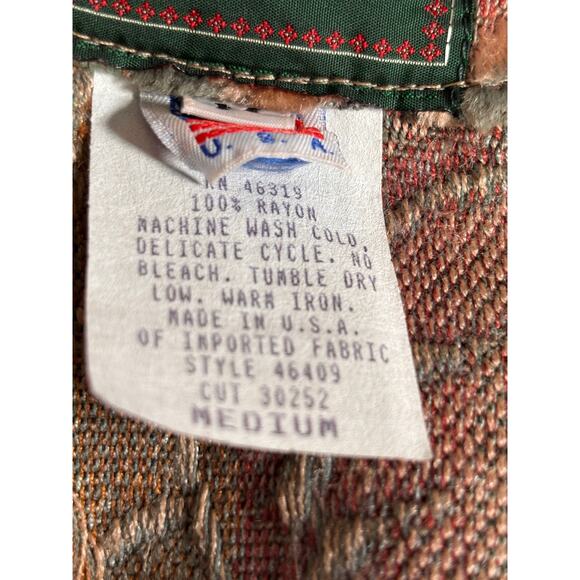 Vintage 90s Willowbend Floral Tapestry Vest Brown Rust Green Western Medium - Picture 7 of 9